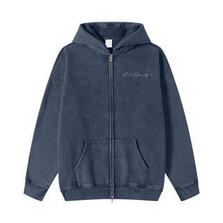 Blue Essential Zip Up Hoodie