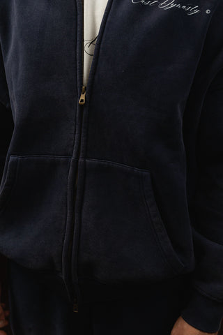 Blue Essential Zip Up Hoodie