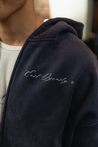 Blue Essential Zip Up Hoodie