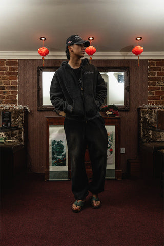 Black Essential Zip Up Hoodie