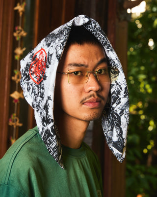 White Dragon Print Bandana