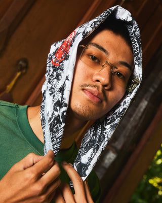 White Dragon Print Bandana